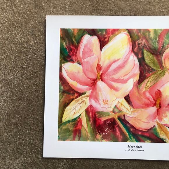 C. Clark Minton Signed Magnolias Flower Art Landscape Giclee Print - Picture 2 of 4